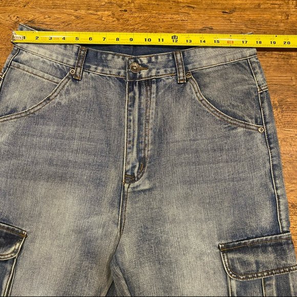 Vintage Y2K Play Bigg Blue Baggy Cargo Skater Jnco Style Denim Jeans Men's 36x32 - Picture 9 of 11